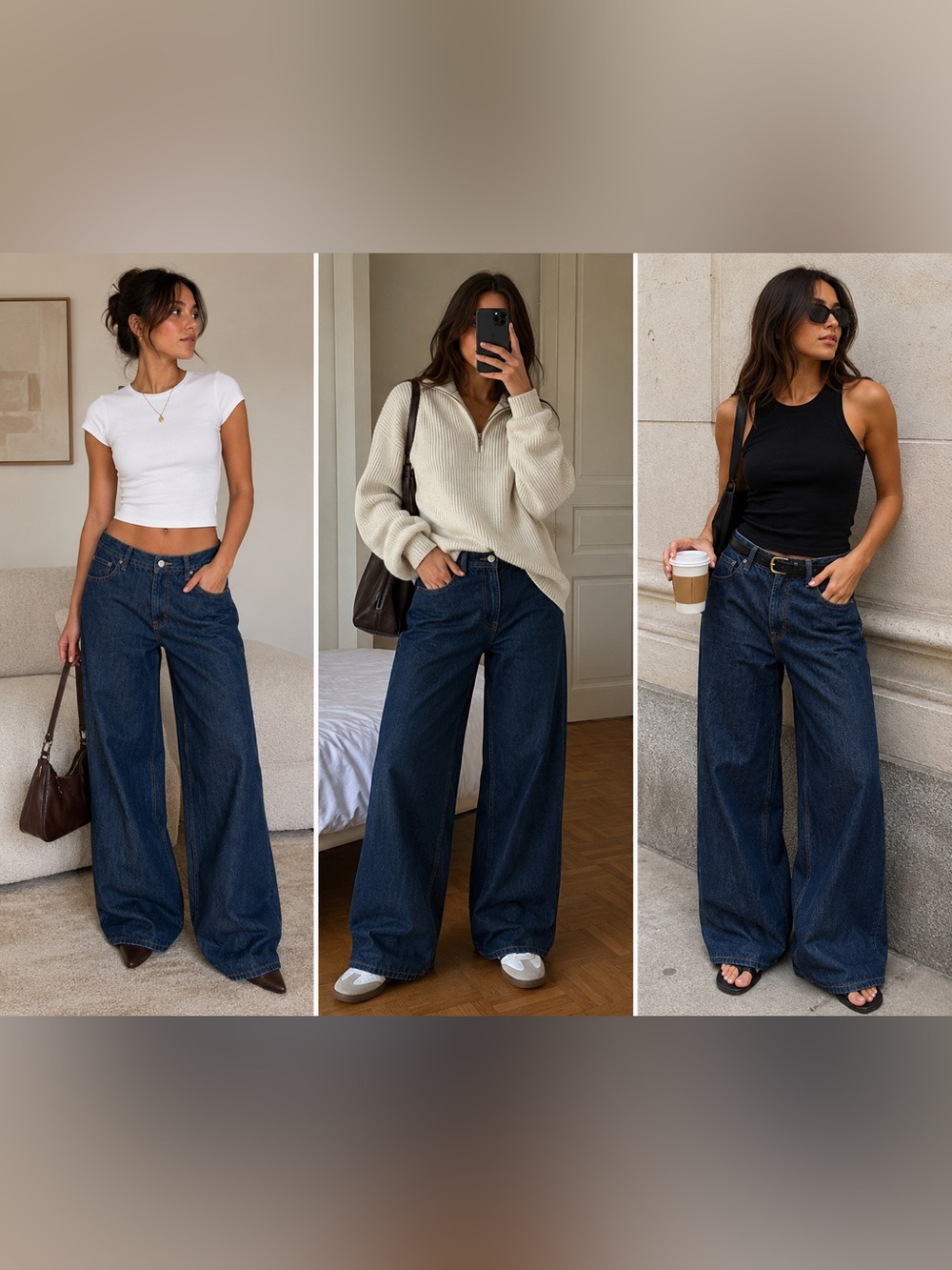 Wide Leg Dark Blue Women's Jeans